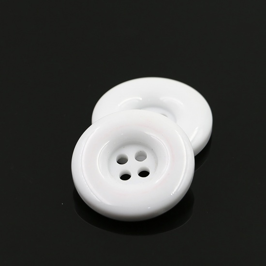 Picture of Resin Sewing Buttons Scrapbooking 4 Holes Round White 20mm Dia, 50 PCs