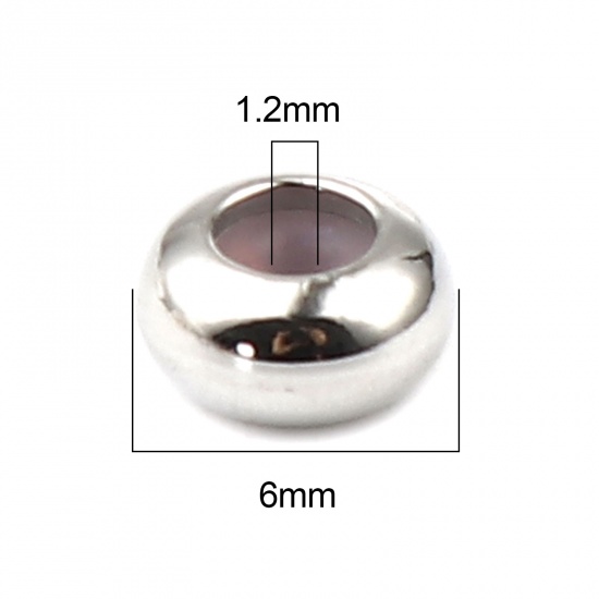 Picture of Brass Beads Round Real Platinum Plated About 6.5mm Dia, Hole: Approx 1.2mm, 5 PCs