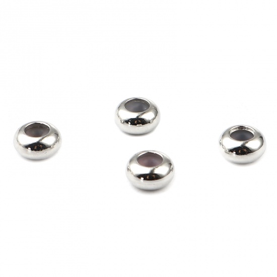 Picture of Brass Beads Round Real Platinum Plated About 6.5mm Dia, Hole: Approx 1.2mm, 5 PCs