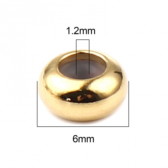 Picture of Brass Beads Round Real Gold Plated About 6.5mm Dia, Hole: Approx 1.2mm, 5 PCs                                                                                                                                                                                 