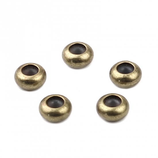Picture of Brass Beads Round Antique Bronze About 6.5mm Dia, Hole: Approx 1.2mm, 5 PCs                                                                                                                                                                                   