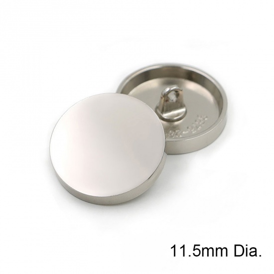 Immagine di Lega di Zinco Metallo Gambo Bottone Tondo Tono Argento 11.5mm Dia, 10 Pz