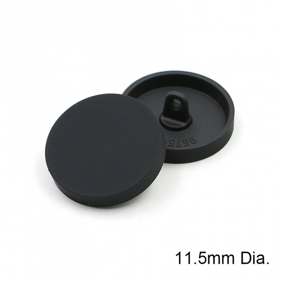 Immagine di Lega di Zinco Metallo Gambo Bottone Tondo Nero 11.5mm Dia, 10 Pz