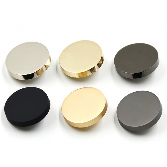 Immagine di Lega di Zinco Metallo Gambo Bottone Tondo Oro Chiaro 15mm Dia, 10 Pz