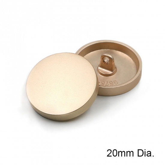 Immagine di Lega di Zinco Metallo Gambo Bottone Tondo Oro Placcato Matto 20mm Dia, 10 Pz