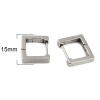 Picture of 304 Stainless Steel Hoop Earrings Silver Tone Rectangle 15mm x 13mm, Post/ Wire Size: (19 gauge), 2 Pairs