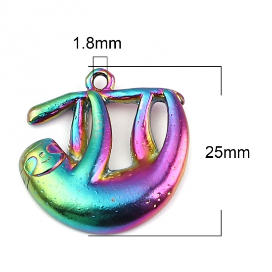 Immagine di Lega di Zinco Charms Bradipo Animale Colore Arcobaleno Placcato 25mm x 25mm , 5 Pz