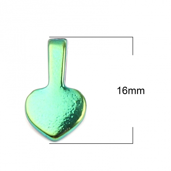 Immagine di Lega di Zinco Charms Cuore Colore Arcobaleno Placcato 16mm x 8mm , 10 Pz