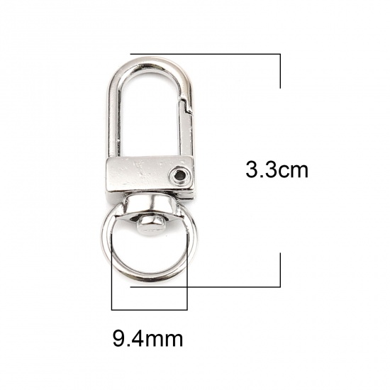 Picture of Zinc Based Alloy Keychain & Keyring Silver Tone Arched 33mm x 12mm, 10 PCs