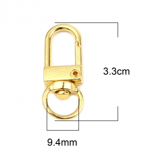 Picture of Zinc Based Alloy Keychain & Keyring Gold Plated Arched 33mm x 12mm, 10 PCs