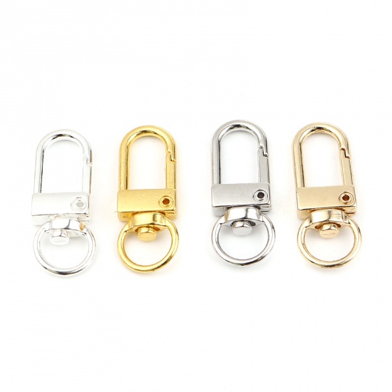 Picture of Zinc Based Alloy Keychain & Keyring Gold Plated Arched 33mm x 12mm, 10 PCs