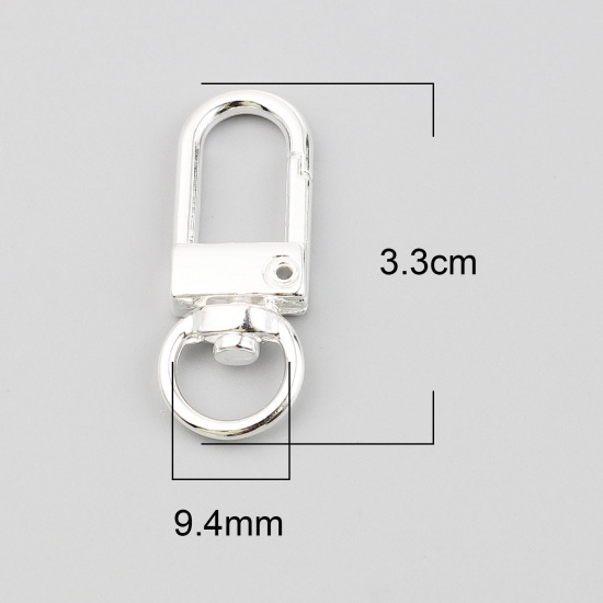 Picture of Zinc Based Alloy Keychain & Keyring Silver Plated Arched 33mm x 12mm, 10 PCs