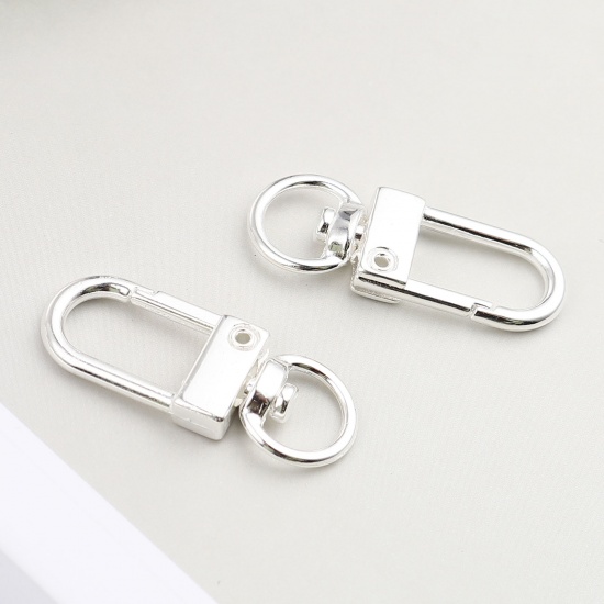 Picture of Zinc Based Alloy Keychain & Keyring Silver Plated Arched 33mm x 12mm, 10 PCs