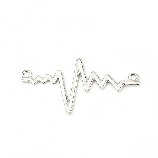 Immagine di Lega di Zinco Medico Connettore Accessori Elettrocardiogramma Tono Argento 49mm x 25mm, 10 Pz