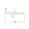 Picture of Zinc Based Alloy Medical Connectors Heartbeat/ Electrocardiogram Silver Tone 49mm x 25mm, 10 PCs