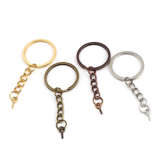 Picture of Zinc Based Alloy Keychain & Keyring Antique Bronze Circle Ring 67mm x 27mm, 20 PCs