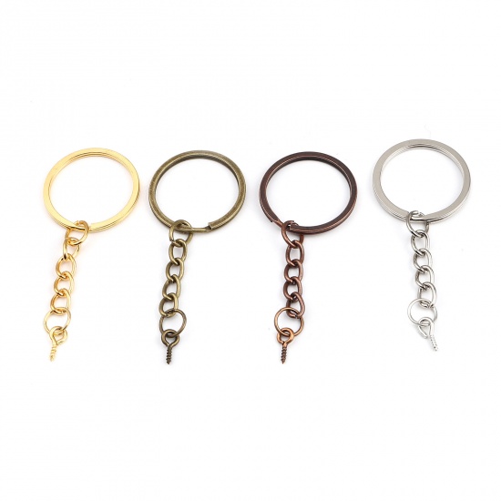 Picture of Zinc Based Alloy Keychain & Keyring Gold Plated Circle Ring 67mm x 27mm, 20 PCs