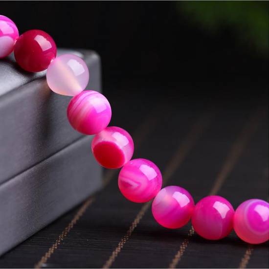 Picture of Agate ( Natural ) Beads Round Fuchsia Dyed & Heated About 4mm Dia, 39cm(15 3/8") - 38cm(15") long, 95 PCs/Strand) 1 Strand