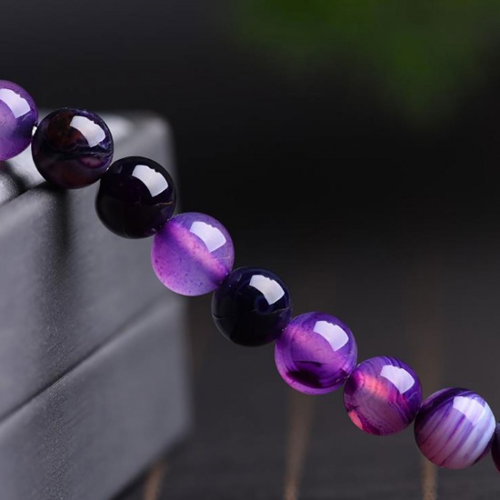 Picture of Agate ( Natural ) Beads Round Purple Dyed & Heated About 6mm Dia, 39cm(15 3/8") - 38cm(15") long, 65 PCs/Strand) 1 Strand