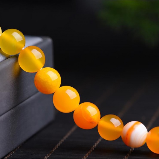 Picture of Agate ( Natural ) Beads Round Orange Dyed & Heated About 10mm Dia, 39cm(15 3/8") - 38cm(15") long, 38 PCs/Strand) 1 Strand