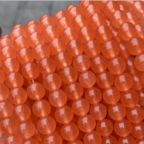 Picture of Chalcedony ( Natural ) Beads Round Orange-red Dyed & Heated About 4mm Dia., 39cm(15 3/8") - 38cm(15") long, 1 Strand (Approx 93 PCs/Strand)