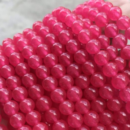 Picture of Chalcedony ( Natural ) Beads Round Fuchsia Dyed & Heated About 6mm Dia., 39cm(15 3/8") - 38cm(15") long, 1 Strand (Approx 63 PCs/Strand)