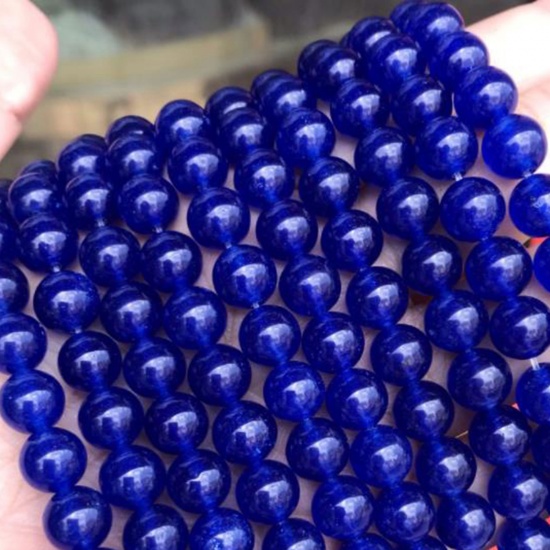 Picture of Chalcedony ( Natural ) Beads Round Royal Blue Dyed & Heated About 6mm Dia., 39cm(15 3/8") - 38cm(15") long, 1 Strand (Approx 63 PCs/Strand)