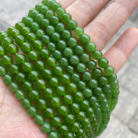 Picture of Chalcedony ( Natural ) Beads Round Emerald Dyed & Heated About 6mm Dia., 39cm(15 3/8") - 38cm(15") long, 1 Strand (Approx 63 PCs/Strand)