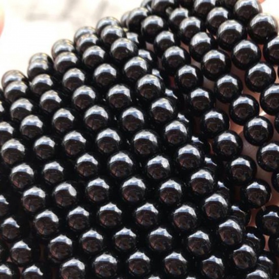 Picture of Chalcedony ( Natural ) Beads Round Black Dyed & Heated About 6mm Dia., 39cm(15 3/8") - 38cm(15") long, 1 Strand (Approx 63 PCs/Strand)