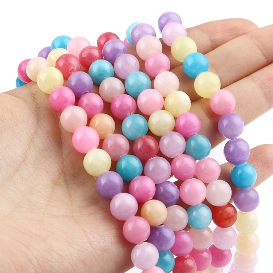 Picture of Chalcedony ( Natural ) Beads Round Multicolor Painted About 6mm Dia., 39cm(15 3/8") - 38cm(15") long, 1 Strand (Approx 63 PCs/Strand)