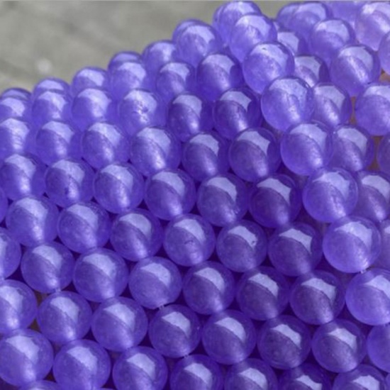 カルセドニー ( 天然 ) ビーズ 円形 薄紫色 染め 約 8mm 直径、 39cm - 38cm 長さ、 1 連 (約 47 粒/連) の画像