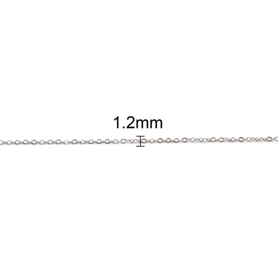 Bild von Edelstahl Gliederkette Kette Silberfarbe 1.6x1.2mm, 2 Meter