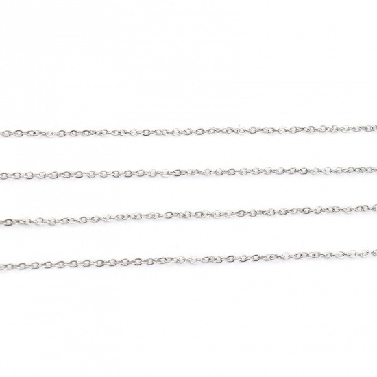Bild von Edelstahl Gliederkette Kette Silberfarbe 1.6x1.2mm, 2 Meter
