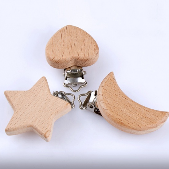 Picture of Beech Wood Baby Pacifier Clip Holder Star Natural, 1 Piece