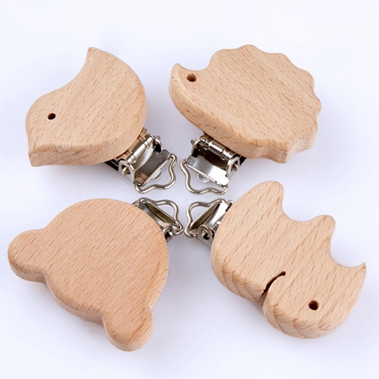 Picture of Beech Wood Baby Pacifier Clip Holder Heart Natural, 1 Piece