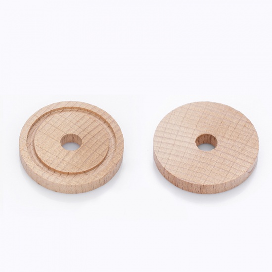 Immagine di Beech Wood Hollow Aromatherapy Oil Diffuser Pads Car Supplies Natural Color Round 5cm, 1 Piece