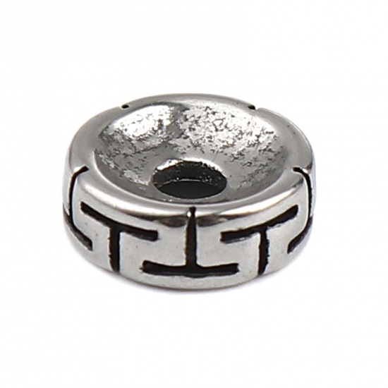 Picture of Stainless Steel Beads Round Antique Silver Color 8mm Dia., Hole: Approx 2.2mm, 1 Piece