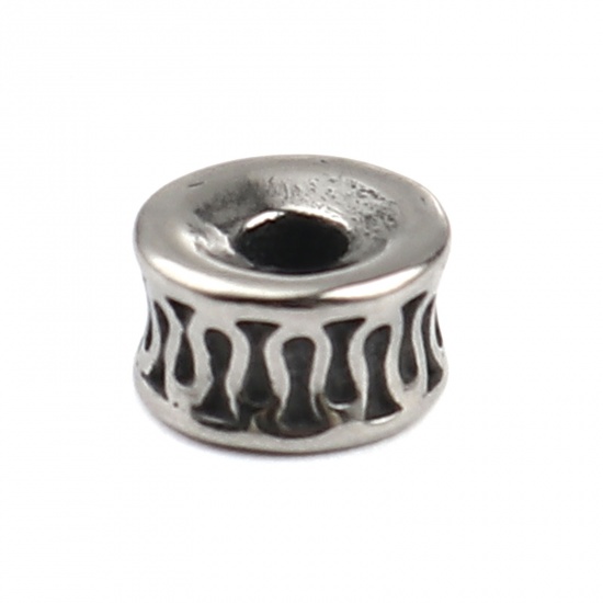 Picture of Stainless Steel Beads Round Antique Silver Color 8mm Dia., Hole: Approx 2.3mm, 1 Piece