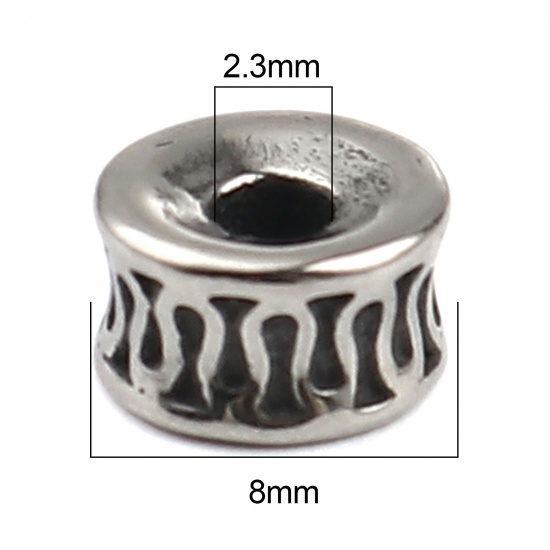 Picture of Stainless Steel Beads Round Antique Silver Color 8mm Dia., Hole: Approx 2.3mm, 1 Piece