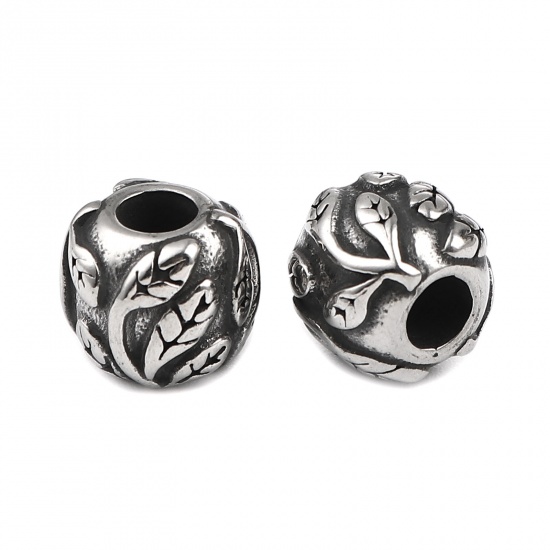 Image de Perles en Acier Inoxydable Argent Vieilli