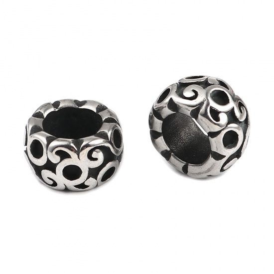 Image de Perles en Acier Inoxydable Argent Vieilli