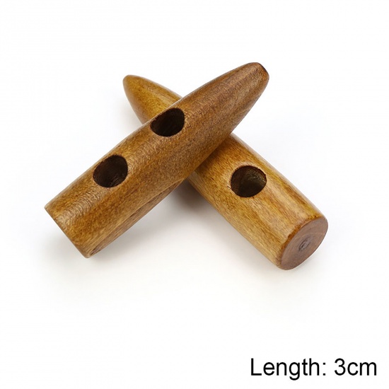 Picture of Wood Horn Buttons Scrapbooking Two Holes Marquise Brown 30mm, 20 PCs