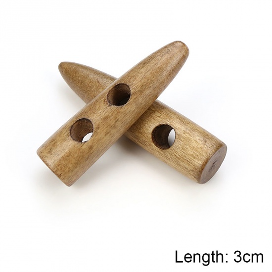 Picture of Wood Horn Buttons Scrapbooking Two Holes Marquise Light Coffee 30mm, 20 PCs