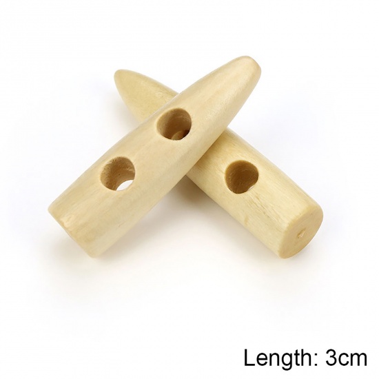 Picture of Wood Horn Buttons Scrapbooking Two Holes Marquise Natural 30mm, 20 PCs