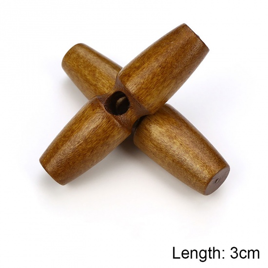 Immagine di Legno Bottone di Corno Scrapbook Single hole Barile Marrone 30mm, 20 Pz