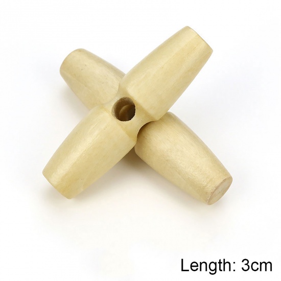 Immagine di Legno Bottone di Corno Scrapbook Single hole Barile Naturale 30mm, 20 Pz