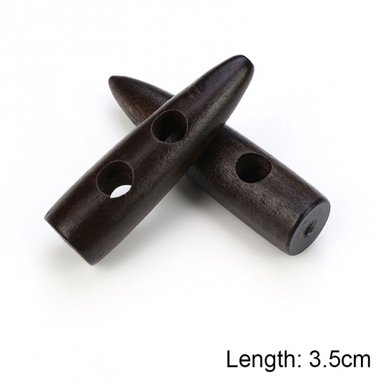 Picture of Wood Horn Buttons Scrapbooking Two Holes Marquise Dark Coffee 35mm, 20 PCs
