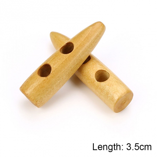 Picture of Wood Horn Buttons Scrapbooking Two Holes Marquise Beige 35mm, 20 PCs