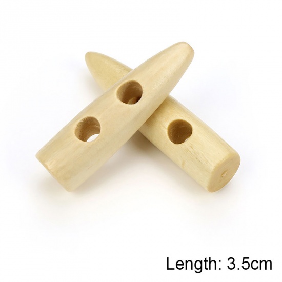 Picture of Wood Horn Buttons Scrapbooking Two Holes Marquise Natural 35mm, 20 PCs