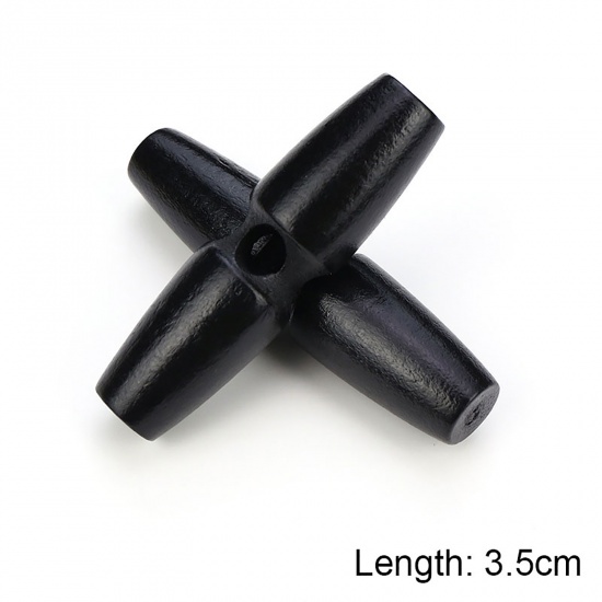 Immagine di Legno Bottone di Corno Scrapbook Single hole Barile Nero 35mm, 20 Pz